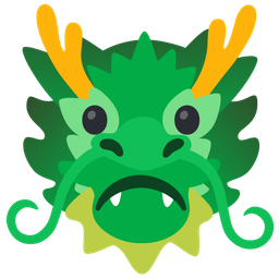 dragon and frowning face