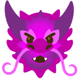 dragon and smiling face with horns
