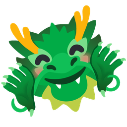 Dragon and Smiling face with open hands