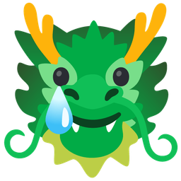 Dragon and Smiling face with tear