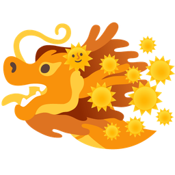 dragon and sun with face