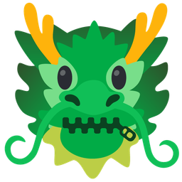 dragon and zipper-mouth face