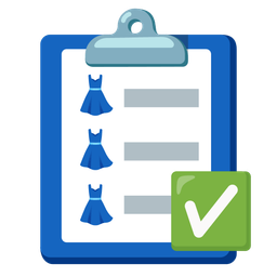 dress and check mark button