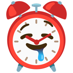 drooling face and alarm clock