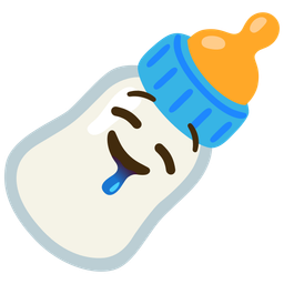 drooling face and baby bottle