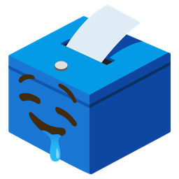 drooling face and ballot box with ballot