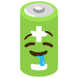 drooling face and battery