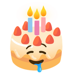 drooling face and birthday cake