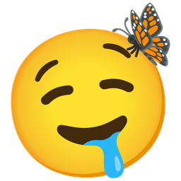 drooling face and butterfly