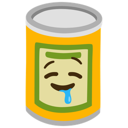 drooling face and canned food