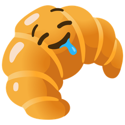 drooling face and croissant
