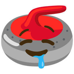 drooling face and curling stone