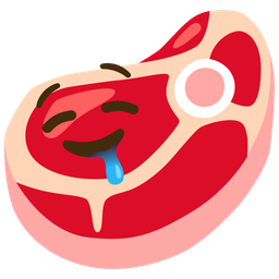 drooling face and cut of meat