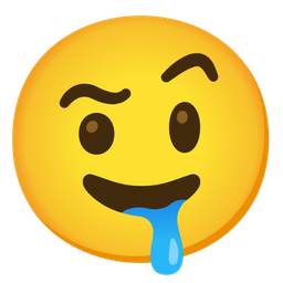 drooling face and face with raised eyebrow