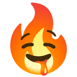 drooling face and fire