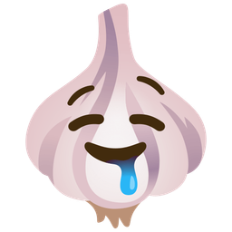 drooling face and garlic