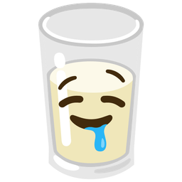 drooling face and glass of milk
