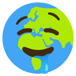 drooling face and globe showing Europe-Africa