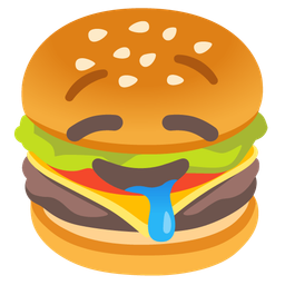 drooling face and hamburger