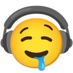 drooling face and headphone