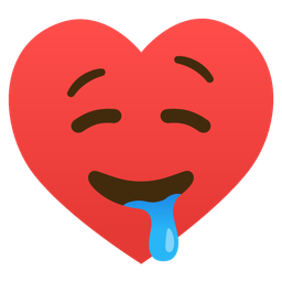 drooling face and heart suit