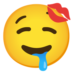 drooling face and kiss mark