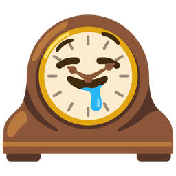 drooling face and mantelpiece clock