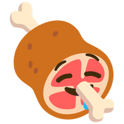 drooling face and meat on bone