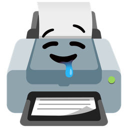 drooling face and printer