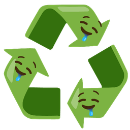 drooling face and recycling symbol