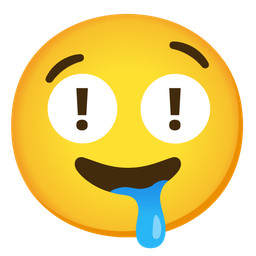 drooling face and red exclamation mark