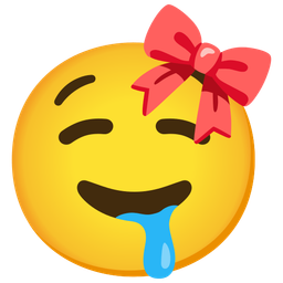 drooling face and ribbon