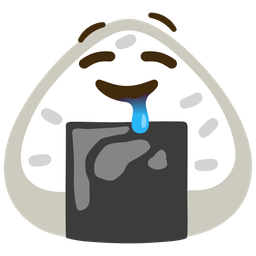 drooling face and rice ball