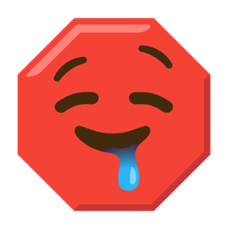 drooling face and stop sign
