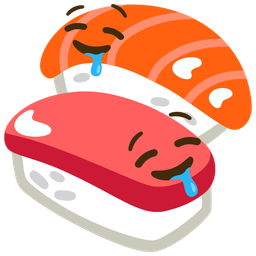 drooling face and sushi