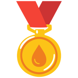 drop of blood and 1st place medal
