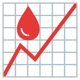 drop of blood and chart increasing