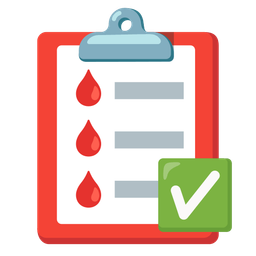 drop of blood and check mark button