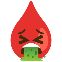 Drop of blood and Face vomiting