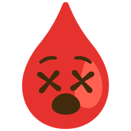 Drop of blood and Face with crossed-out eyes