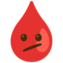 Drop of blood and Face with diagonal mouth