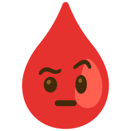 Drop of blood and Face with raised eyebrow