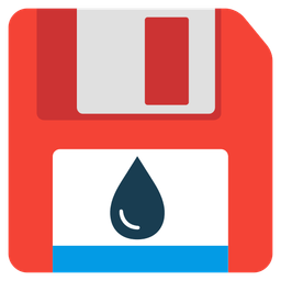 drop of blood and floppy disk