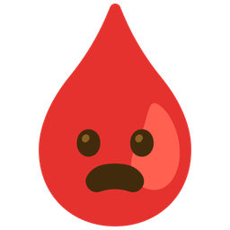 Drop of blood and Frowning face with open mouth