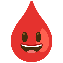 Drop of blood and Grinning face with big eyes