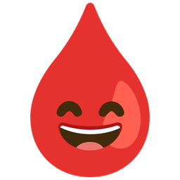 Drop of blood and Grinning face with smiling eyes