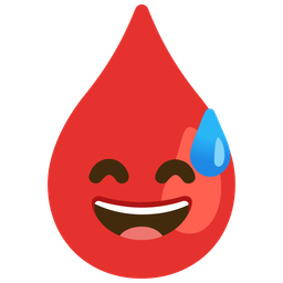 Drop of blood and Grinning face with sweat