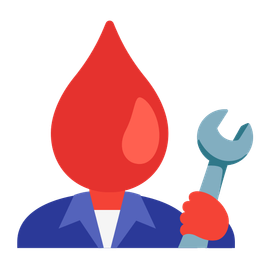 drop of blood and hammer and wrench