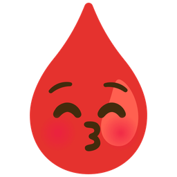 Drop of blood and Kissing face with closed eyes