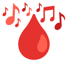 drop of blood and musical notes